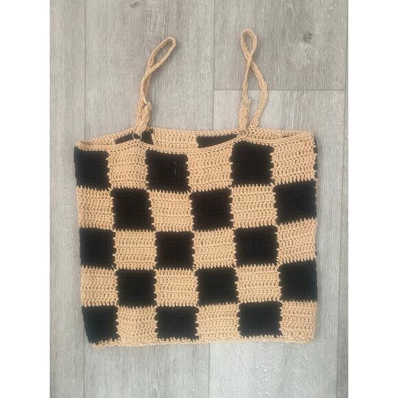 NWOT Pink Lily Checkered Tan and Black Sweater Tank Size Small - Picture 3 of 3